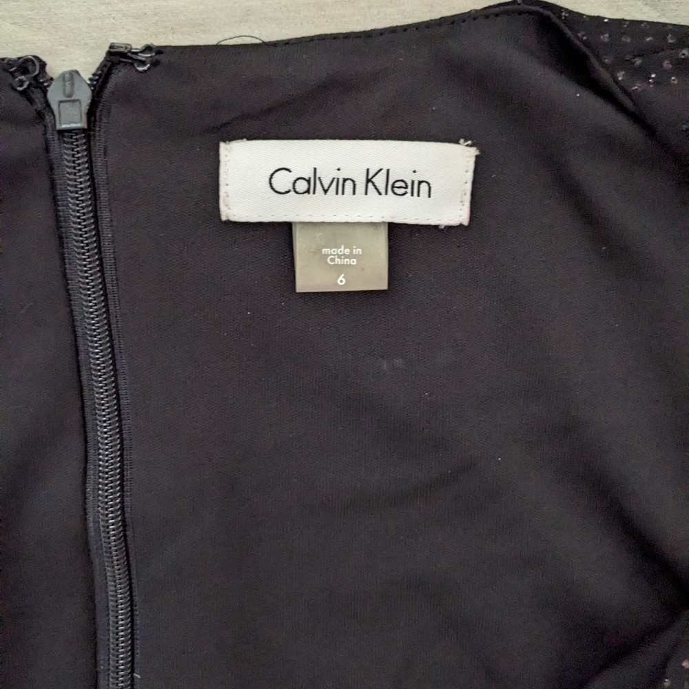 Calvin Klein Black Sparkly V Neck Wrap Dress - Picture 2 of 4